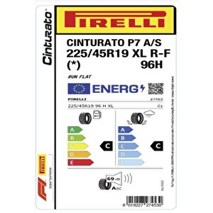 Pirelli 225/45r19 96h Xl R-f Cinturato P7  All Season (*) Oto Dört Mevsim Lastiği (üretim: 2024)