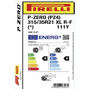 Pirelli 315/35r21 111y Xl R-f P-zero (*) (pz4) Oto Yaz Lastiği (üretim: 2023)