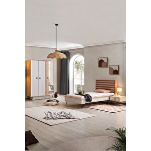 Dolunay Genç Odası - 3 Kapılı Dolap, Karyola, Komodin