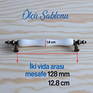 Porselen Antik Sarı Beyaz 128 Mm Kulp Mobilya Mutfak Kulplar Dolabı Çekmece Dolap Kapak Kulpu