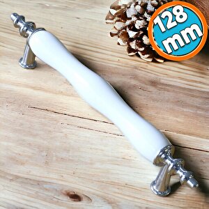 Porselen Beyaz Krom 128 Mm Kulplar Mobilya Mutfak Dolabı Çekmece Dolap Kapak Kulpu Kulbu