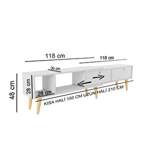 Evo Ahşap Ayaklı 210 Cm Beyaz Tv Ünitesi