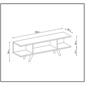 Eko Ceviz Ahşap Ayaklı 160 Cm Tv Sehpası