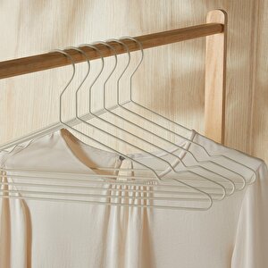 Ocean Home Textile 6'lı Mat Beyaz Renk Kauçuk Kaplamalı Metal Giysi Askısı 20.50 X 42 X 0.3 Cm
