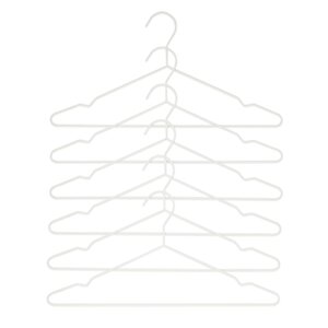 Ocean Home Textile 6'lı Mat Beyaz Renk Kauçuk Kaplamalı Metal Giysi Askısı 20.50 X 42 X 0.3 Cm