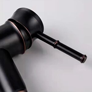 Bambu Model Siyah Rustik Lavabo Bataryası Banyo Musluğu Mat Siyah Lavabo Armatür Otantik Görünüm