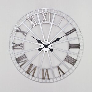 2686 S2b Ultıma Ferforje 64cm Gümüş İskelet Orta Boy Roma Rakamlı Duvar Saati