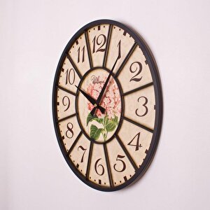 2059-2 Ferforje Küçük Boy Pembe Çiçekli Dekoratif Duvar Saati