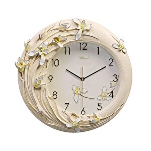 1004 W Kabartma Çiçek Desenli Duvar Saati