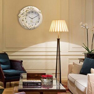 1004 W Kabartma Çiçek Desenli Duvar Saati