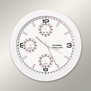 0085 Wwt Metal Kasa 41 Cm. Beyaz Dünya Modern Duvar Saati