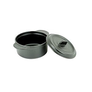 T1794 Caste Mini Güveç Döküm Tencere Mat Siyah 10 Cm