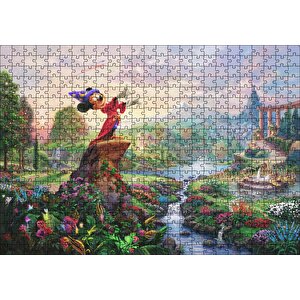 Su Kütlesinin Yanında Duran Mickey Mouse Puzzle Yapboz Mdf Ahşap 500 Parça