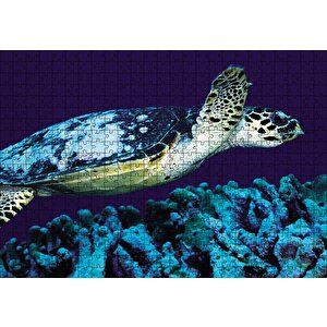 Deniz Dibinde Kaplumbağası Puzzle Yapboz Mdf Ahşap 500 Parça