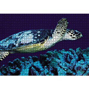 Deniz Dibinde Kaplumbağası Puzzle Yapboz Mdf Ahşap 1000 Parça