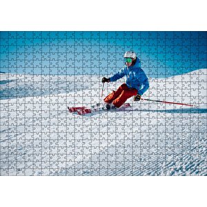 Tepeden İnen Kayakçı Siporu Puzzle Yapboz Mdf Ahşap 500 Parça