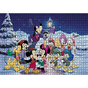 Mutlu Yıllar Tatiller Mickey Ve Minnie Mouse Donald Ve Daisy Duck Goofy Pluto Puzzle Yapboz Mdf Ahşap 1000 Parça