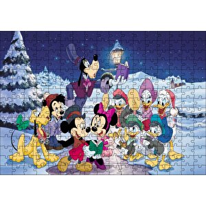 Mutlu Yıllar Tatiller Mickey Ve Minnie Mouse Donald Ve Daisy Duck Goofy Pluto Puzzle Yapboz Mdf Ahşap 255 Parça