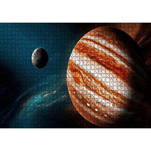 Jüpiter Ve Arkada Gezegen Ve Yıldızlar Puzzle Yapboz Mdf Ahşap 1000 Parça