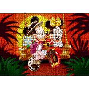 Romantik Mickey Ve Minnie Mouse Puzzle Yapboz Mdf Ahşap 1000 Parça