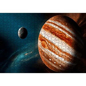 Jüpiter Ve Arkada Gezegen Ve Yıldızlar Puzzle Yapboz Mdf Ahşap 500 Parça