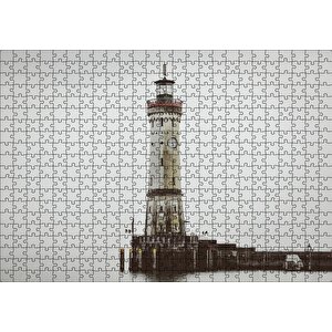 Deniz Feneri Ve Sisli Deniz Puzzle Yapboz Mdf Ahşap 500 Parça