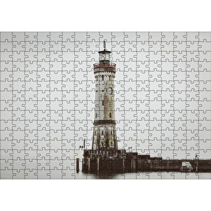 Deniz Feneri Ve Sisli Deniz Puzzle Yapboz Mdf Ahşap 255 Parça