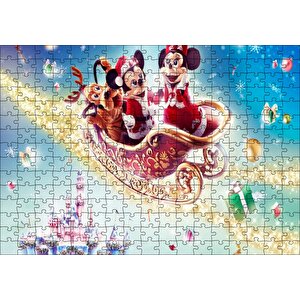 Uçan Arabada Mickey, Minnie Mouse Ve Goofy Puzzle Yapboz Mdf Ahşap 255 Parça