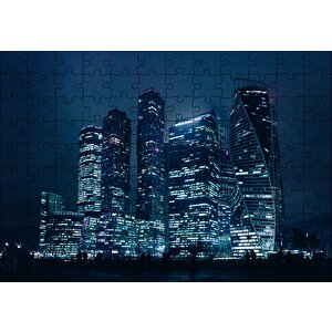 Gece Ve Gökdelenler Puzzle Yapboz Mdf Ahşap 120 Parça
