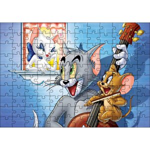 Tom A Jerry Zamilovana Srdce Görseli Puzzle Yapboz Mdf Ahşap 120 Parça