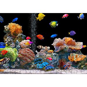 Rengarenk Deniz Akvaryumu Puzzle Yapboz Mdf Ahşap 255 Parça