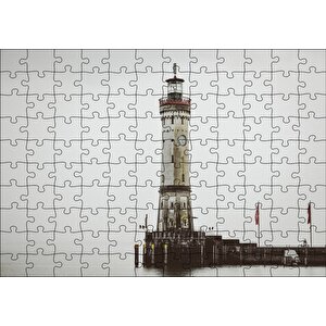 Deniz Feneri Ve Sisli Deniz Puzzle Yapboz Mdf Ahşap 120 Parça