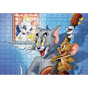 Tom A Jerry Zamilovana Srdce Görseli Puzzle Yapboz Mdf Ahşap 255 Parça