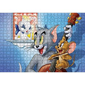Tom A Jerry Zamilovana Srdce Görseli Puzzle Yapboz Mdf Ahşap 500 Parça