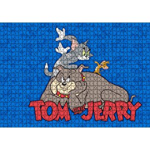 Tom Jerry Ve Spike, Tom Ve Jerry Logosu Puzzle Yapboz Mdf Ahşap 1000 Parça