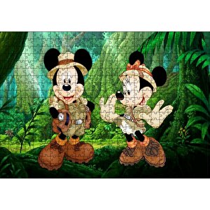 Masaüstünde Mickey Maus Ve Minnie Mouse Safari Puzzle Yapboz Mdf Ahşap 500 Parça