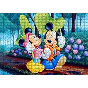 Disney Mickey Mouse Minnie Mouse Puzzle Yapboz Mdf Ahşap 500 Parça