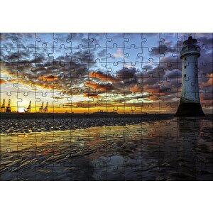 Deniz Feneri Liman Puzzle Yapboz Mdf Ahşap 120 Parça