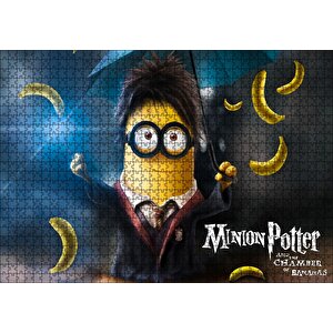 Minnion Potter Şemsiye Ve Muzlar Görsel Puzzle Yapboz Mdf Ahşap 1000 Parça