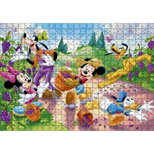 Üzüm Hasat Mickey Ve Minnie Mouse Donald Duck Aptal Ve Pluto Puzzle Yapboz Mdf Ahşap 500 Parça