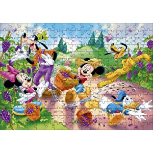 Üzüm Hasat Mickey Ve Minnie Mouse Donald Duck Aptal Ve Pluto Puzzle Yapboz Mdf Ahşap 255 Parça