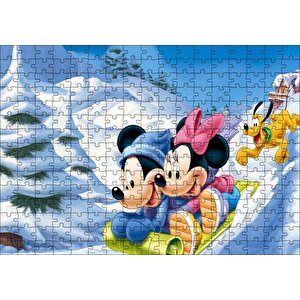 Disney Mickey Mouse Minnie Mouse Plüton Kar Puzzle Yapboz Mdf Ahşap 255 Parça