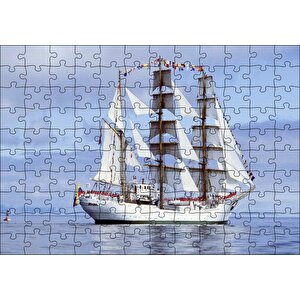 Yelkenli Beyaz Gemi Puzzle Yapboz Mdf Ahşap 120 Parça