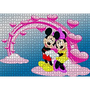 Mickey Ve Minnie Mouse Fotoğraf Aşk Puzzle Yapboz Mdf Ahşap 1000 Parça