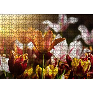Laleler Ve Güneş Işıkları Puzzle Yapboz Mdf Ahşap 1000 Parça