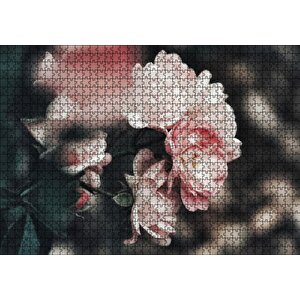 Pembe Güller Flu Arkaplan Puzzle Yapboz Mdf Ahşap 1000 Parça