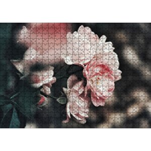Pembe Güller Flu Arkaplan Puzzle Yapboz Mdf Ahşap 500 Parça