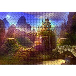 Cennet Tepelerindeki Kale Manzarası Puzzle Yapboz Mdf Ahşap 500 Parça
