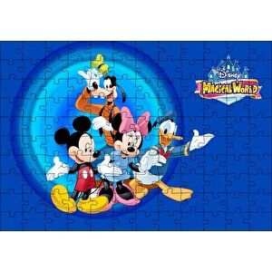 Disney Büyülü Dünya Mickey Mouse Çizgi Film Puzzle Yapboz Mdf Ahşap 120 Parça
