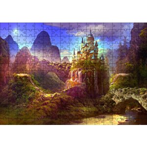 Cennet Tepelerindeki Kale Manzarası Puzzle Yapboz Mdf Ahşap 255 Parça